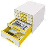 Desk cube WOW m/5-skuffer hvid/gul