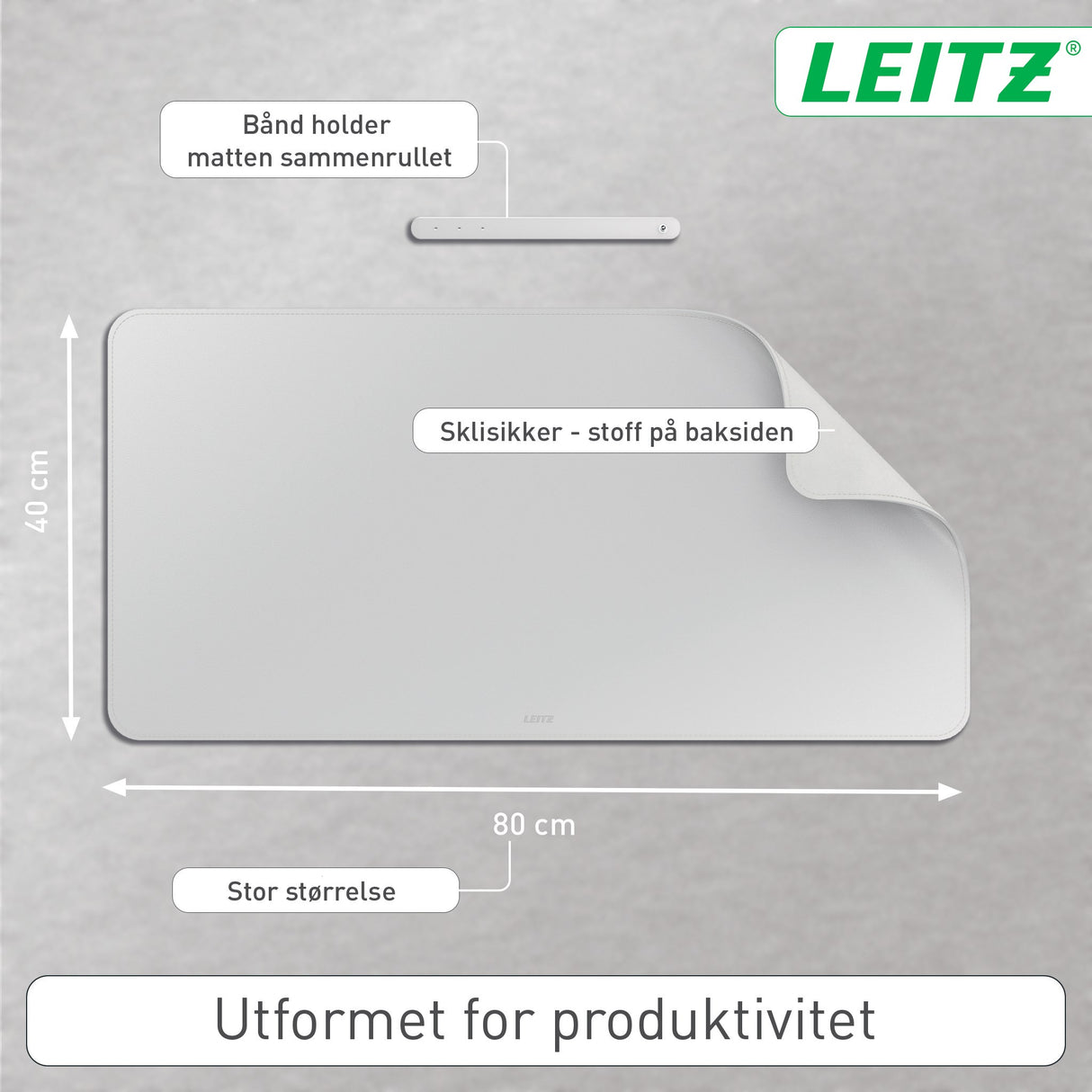 Skriveunderlag 40x80 lysegrå – image 4