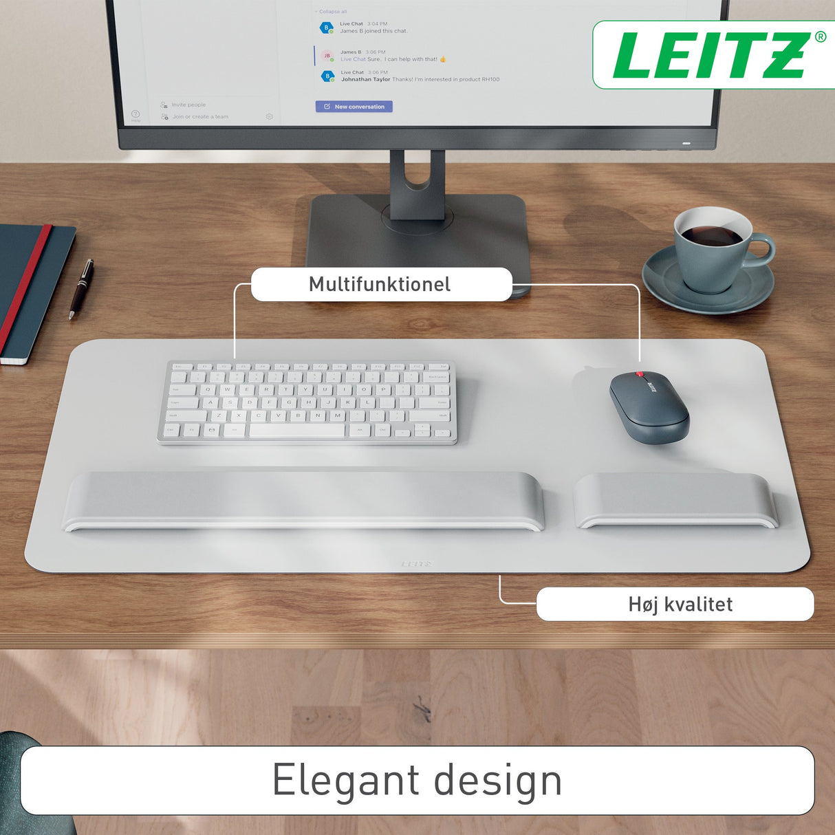 Skriveunderlag læder 36x70 lysegrå – image 8