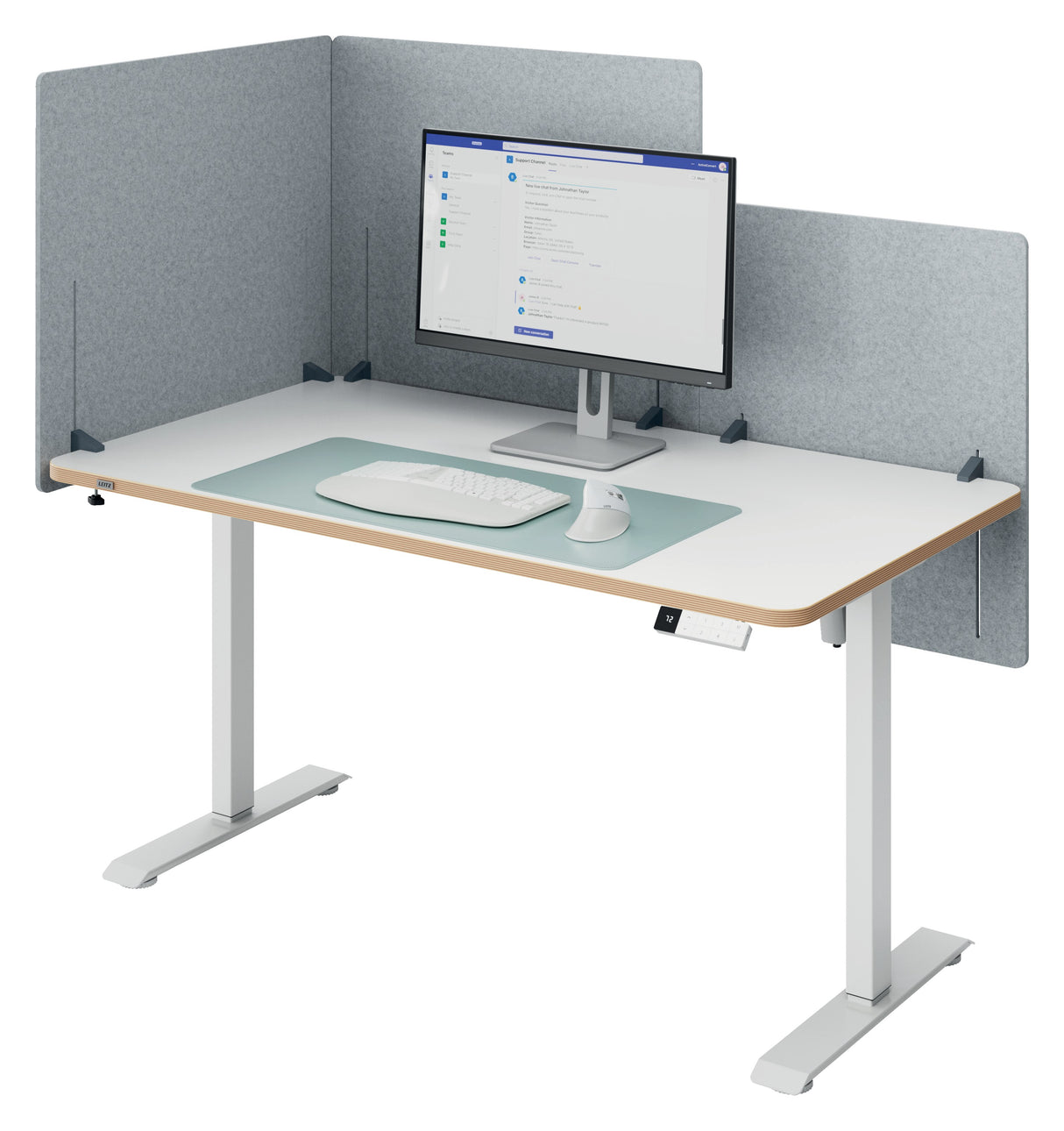 Leitz Bordskærmvæg t/sidde/ståbord højdejust 80x70cm grå – Hæve/sænkeborde (billede 3)
