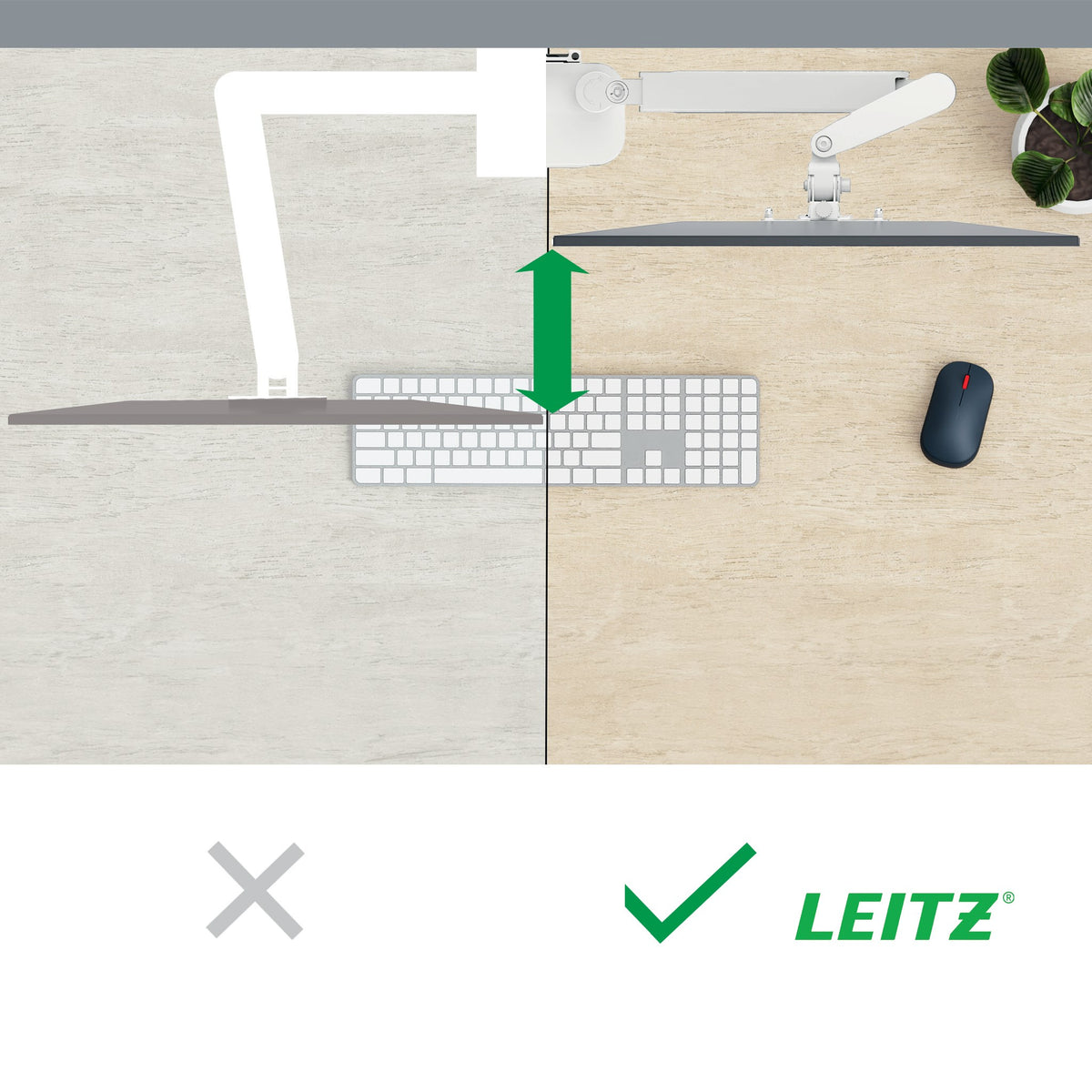 Leitz Monitor arm Ergo pladsbesp.enkelt lysgrå (billede 2)
