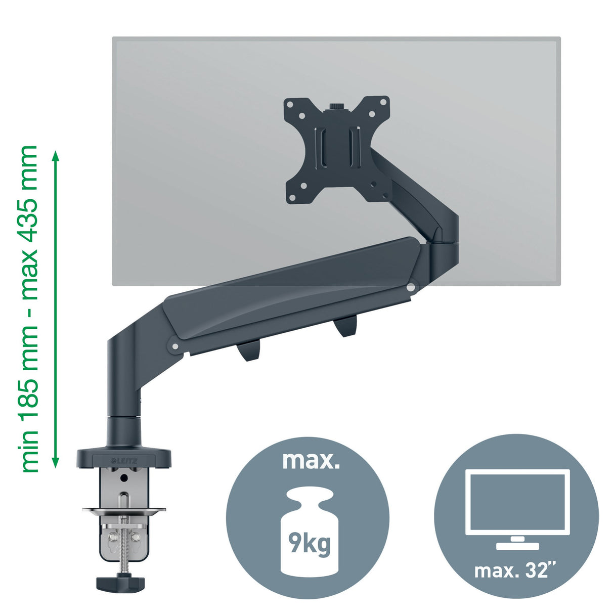 Monitor Arm Ergo Space Saving Single, Dark Grey – image 4