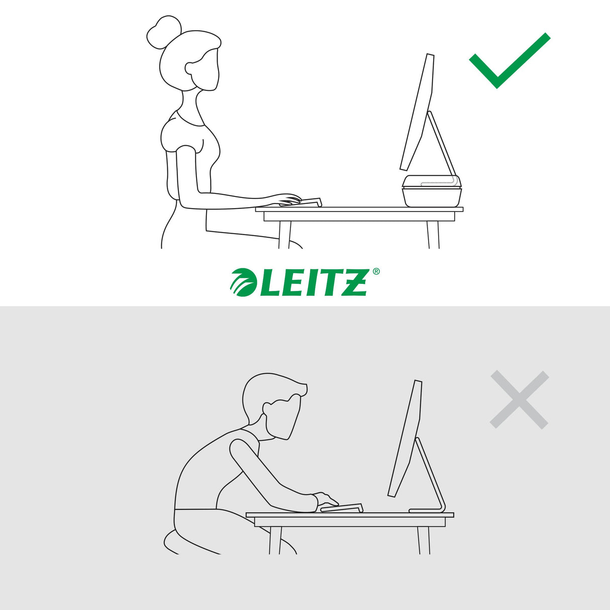 Monitor stand Ergo Leitz lysgrå