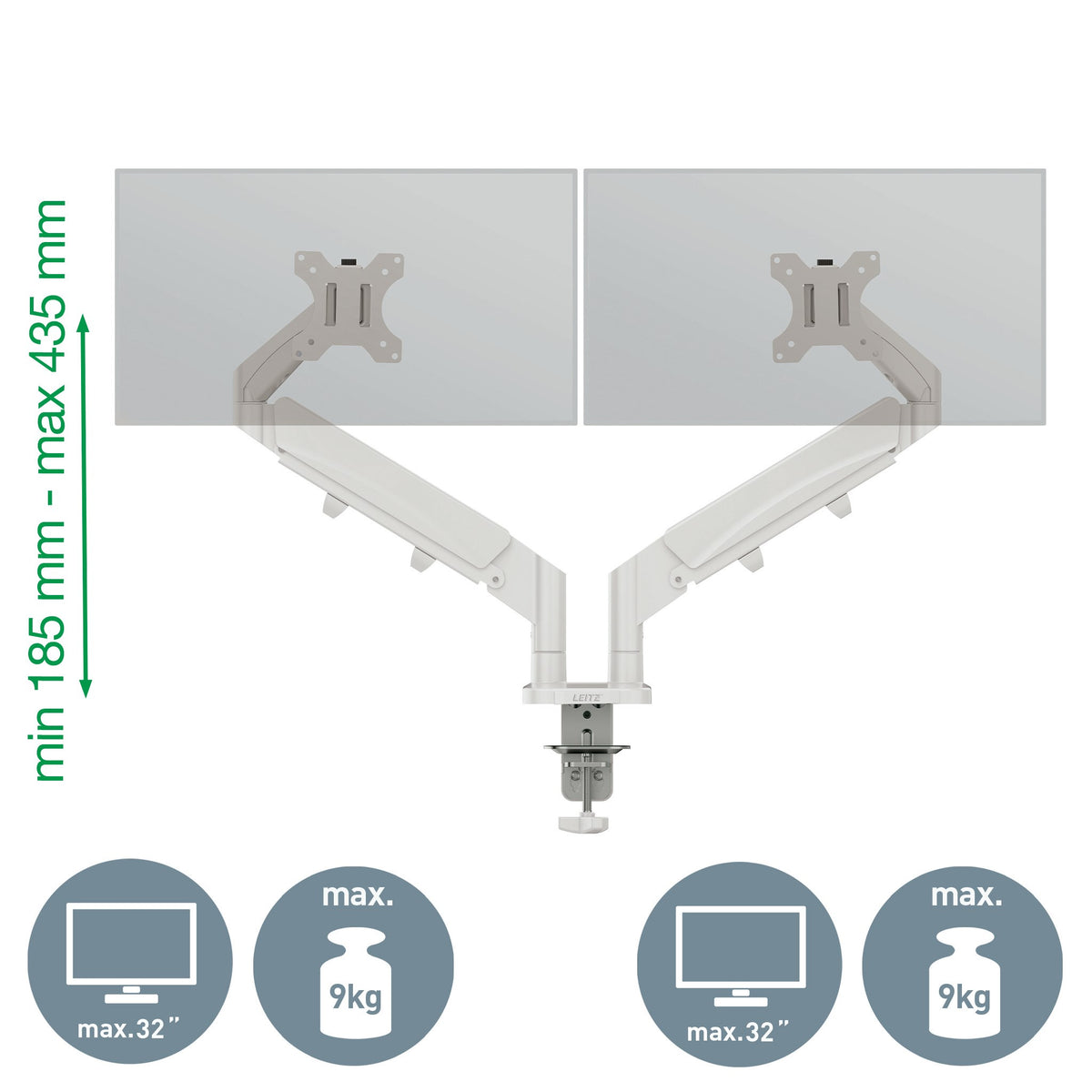 Leitz Monitor arm Ergo pladsbespar.dobb.lysgrå (billede 4)