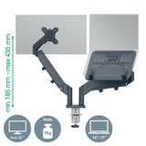 Monitor Arm Space Saving Dual+Laptop Arm, Dark Grey – image 4