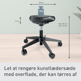 Siddestol Ergo Comfort m/hjul sæde læder sort – image 2