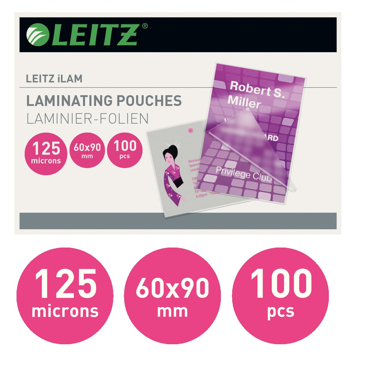 Leitz Lamineringslomme glans 125my 60x90 (100) – Laminering & tilbehør (billede 2)