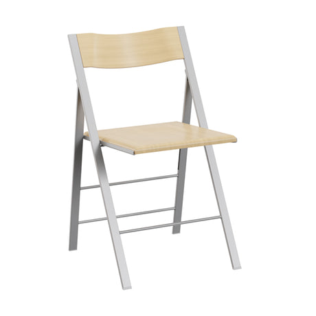 Klapstol Mini ask finér med alugrå stoleben, 2-pak – image 1