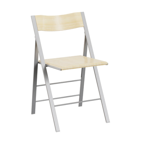 Klapstol Mini birk finér med alugrå stoleben, 2-pak – image 1