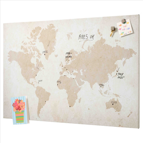 Magnetisk Ståltavle 90 x 60 cm - Verdenskort Design, Ideel til Kontor og Hjem