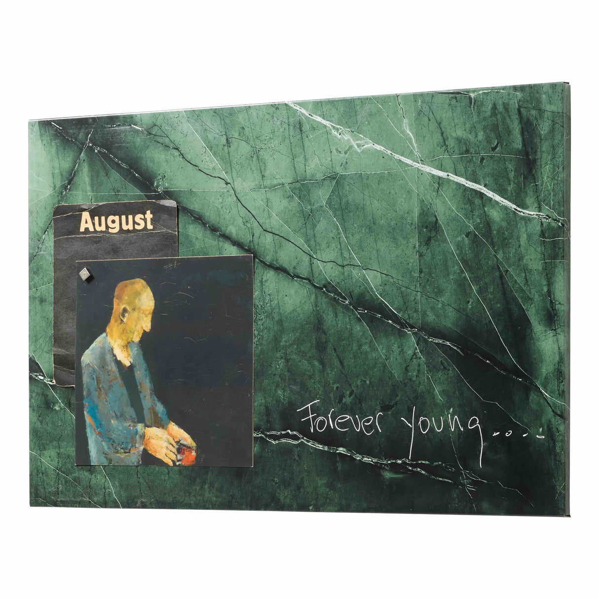 Magnetisk Ståltavle 40 x 60 cm - Grøn Marmor, Ideel til Kontor og Hjem