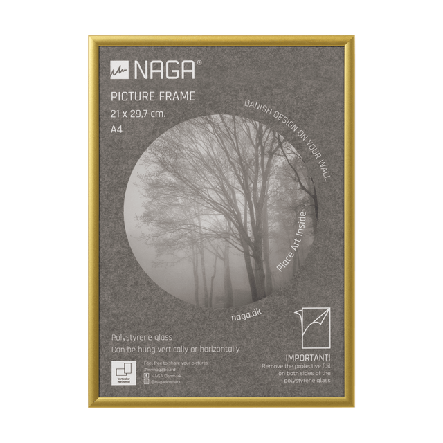 Billedramme, 21x29,7 cm, mat guld – image 1