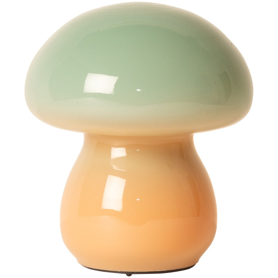 Mushroom lampe i glas, mint/lys orange