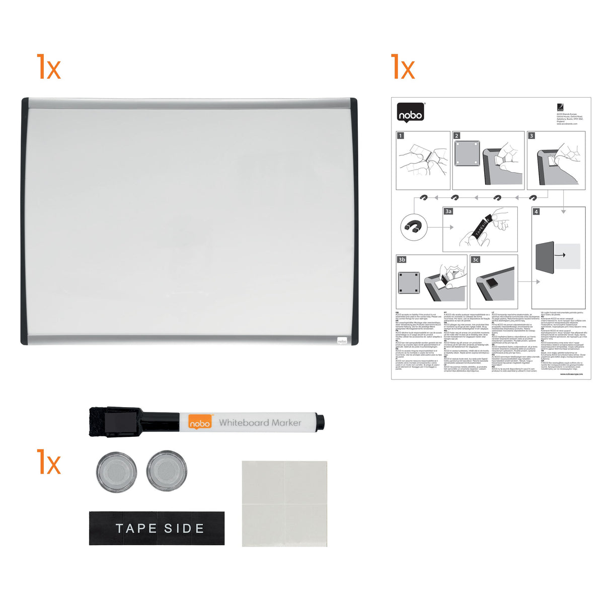 Nobo WB tavle m/buet ramme hvid 58,5x43cm – Whiteboards (billede 4)