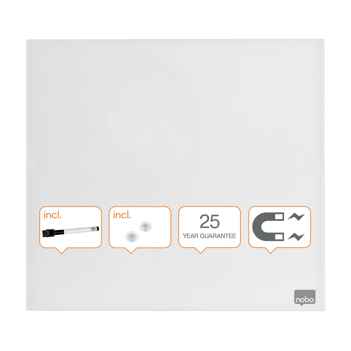 Nobo Glastavle Diamond 30x30cm detailpak hvid – Glastavler (billede 1)