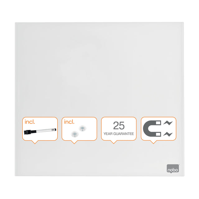 Nobo Glastavle Diamond 30x30cm detailpak hvid – Glastavler (billede 1)
