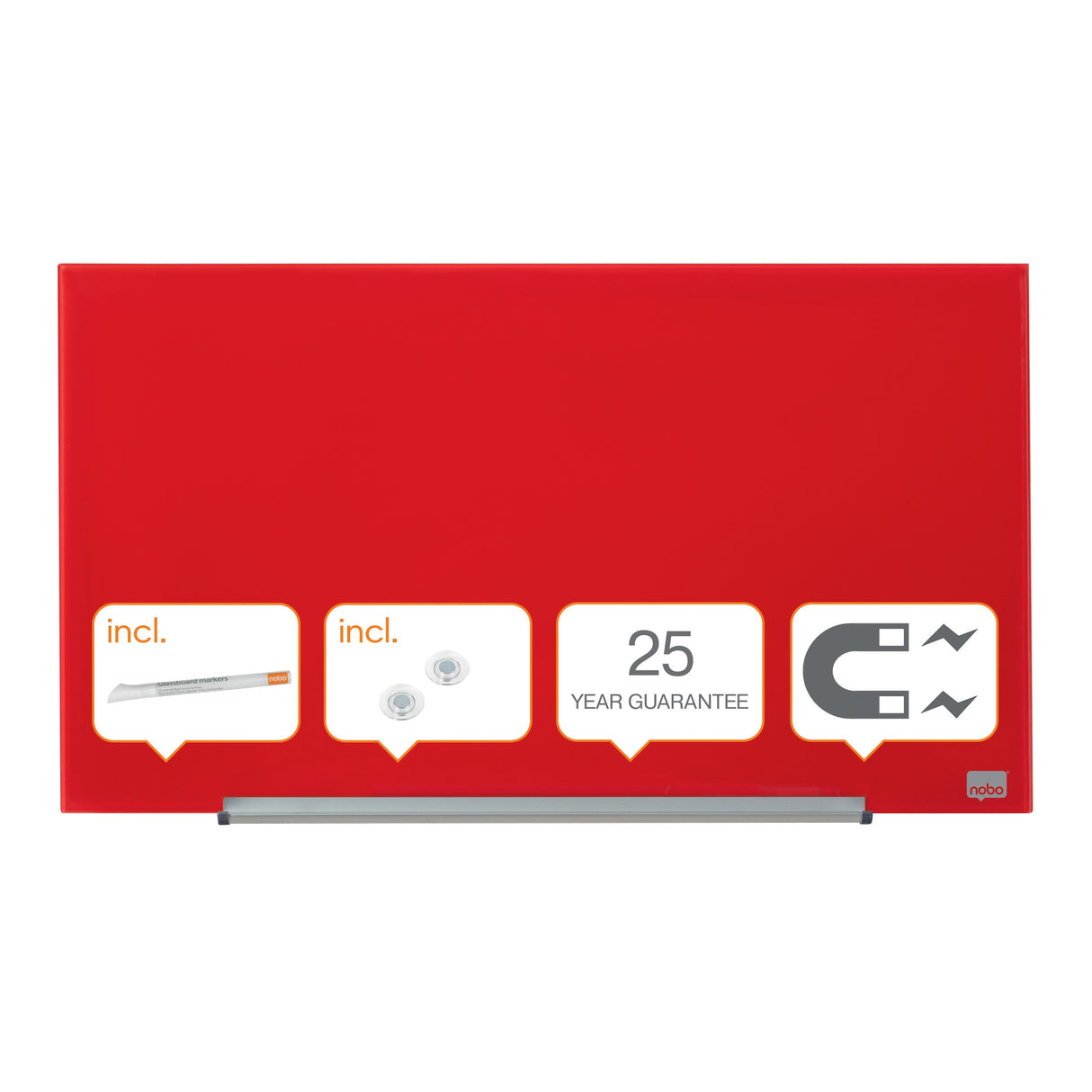 Nobo Glastavle Diamond widescreen 31'' rød – Glastavler (billede 1)