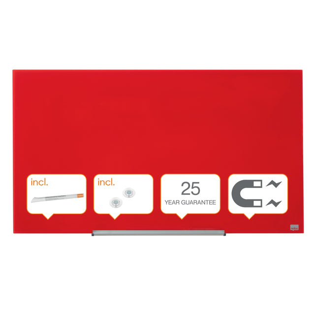 Nobo Glastavle Diamond widescreen 45'' rød – Glastavler (billede 1)