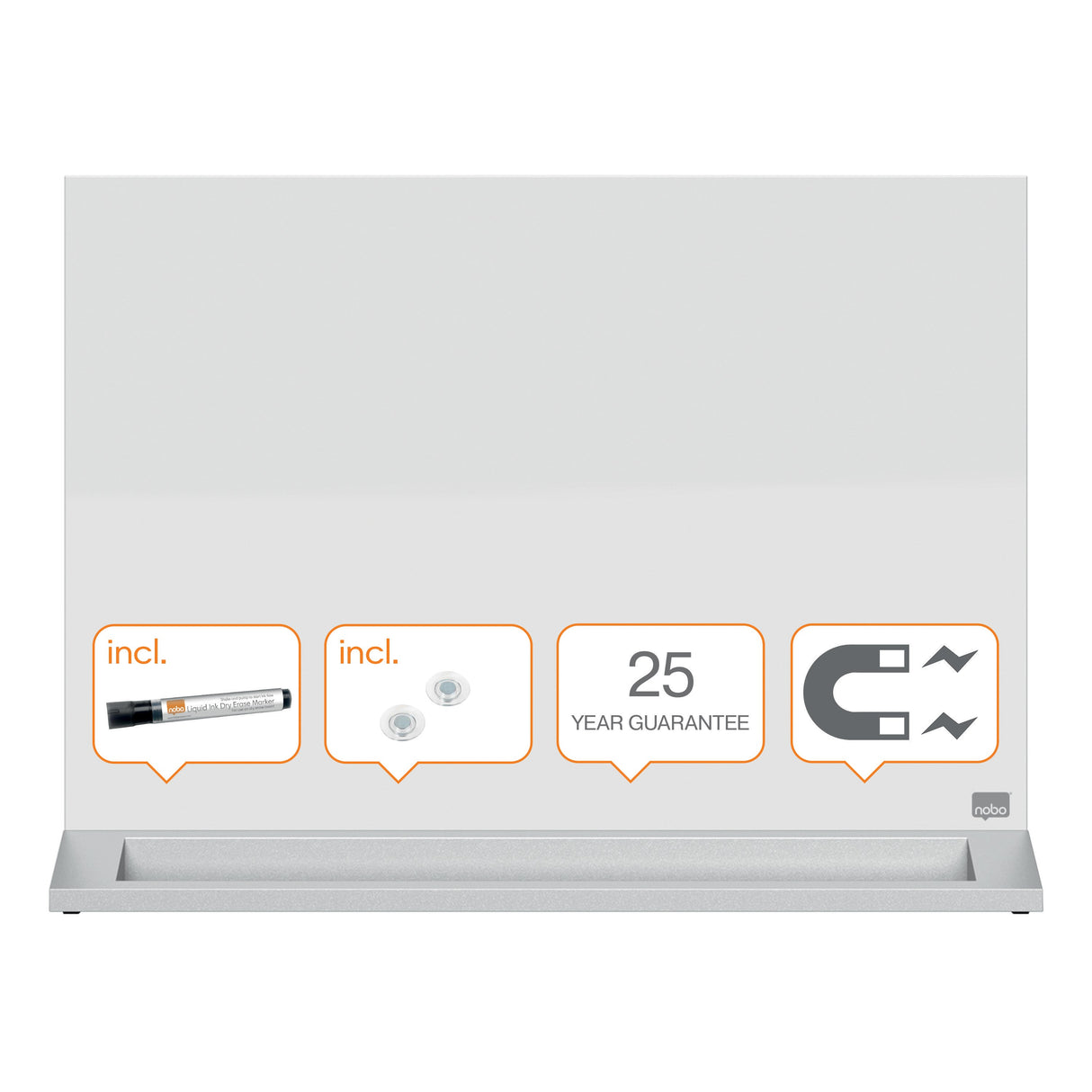 Nobo Skrivebordstavle glas 58x44cm hvid – Glastavler (billede 4)