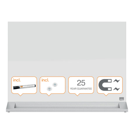 Skrivebordstavle glas 58x44cm hvid – image 4