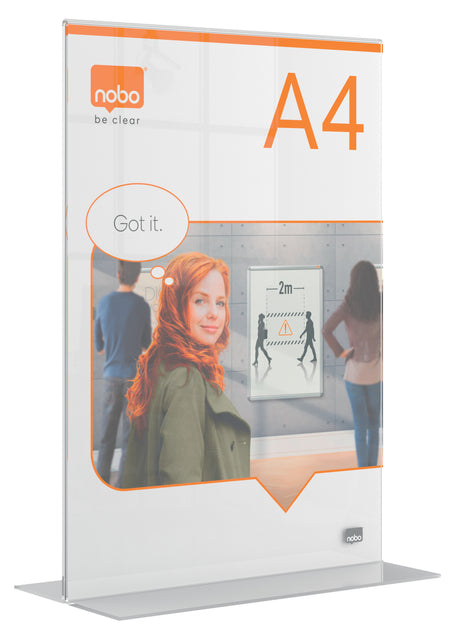 Nobo Skilteholder Premium Plus akryl T-fod A4 – Brochureholdere (billede 1)