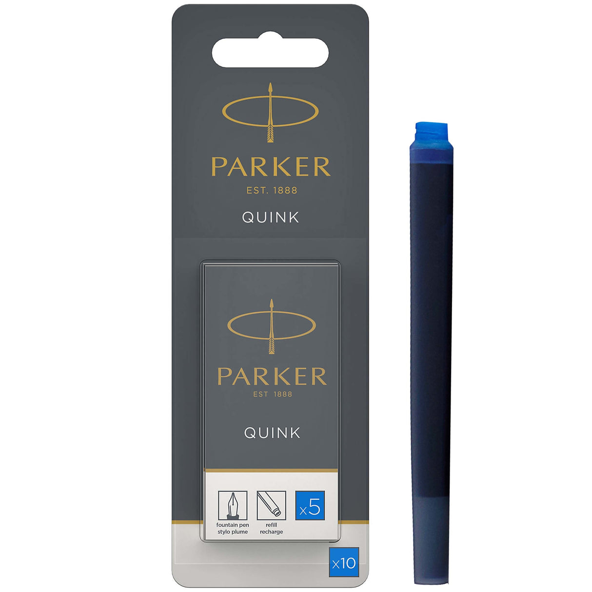 Parker Refill Long fountain Cartridges washable blue ink (5) – Fyldepenne (billede 1)