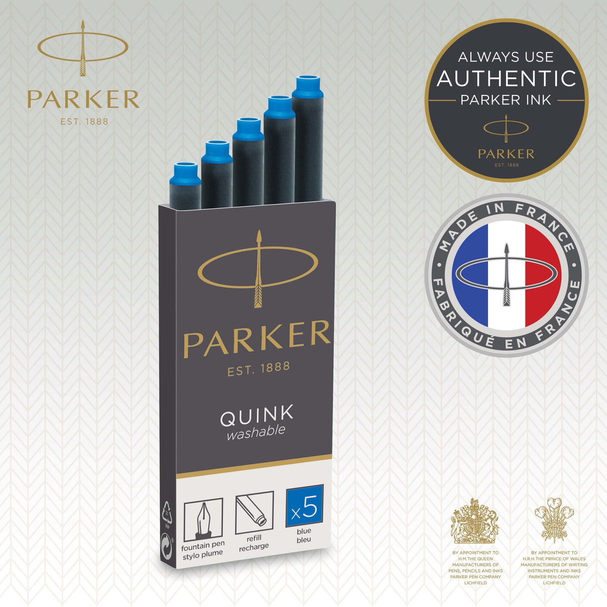 Parker Refill Long fountain Cartridges washable blue ink (5) – Fyldepenne (billede 2)