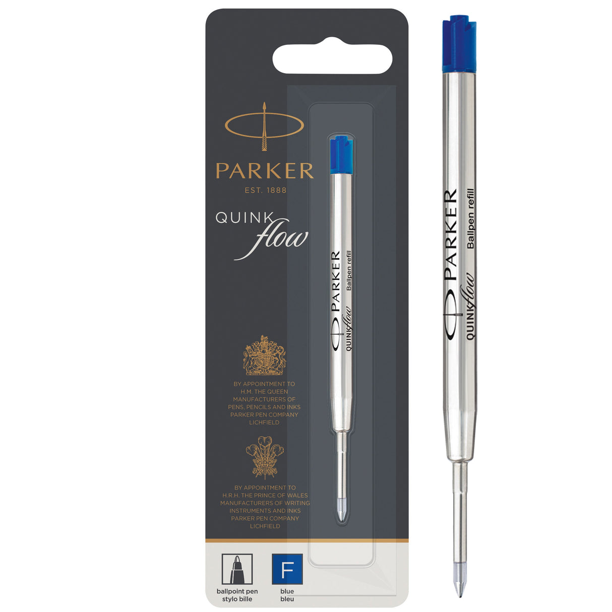 Parker Ballpen refill  Quinkflow F Blue 1-Blister (billede 1)
