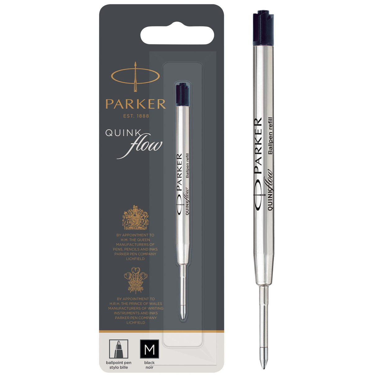 Parker Ballpen refill  Quinkflow M Black 1-Blister (billede 1)