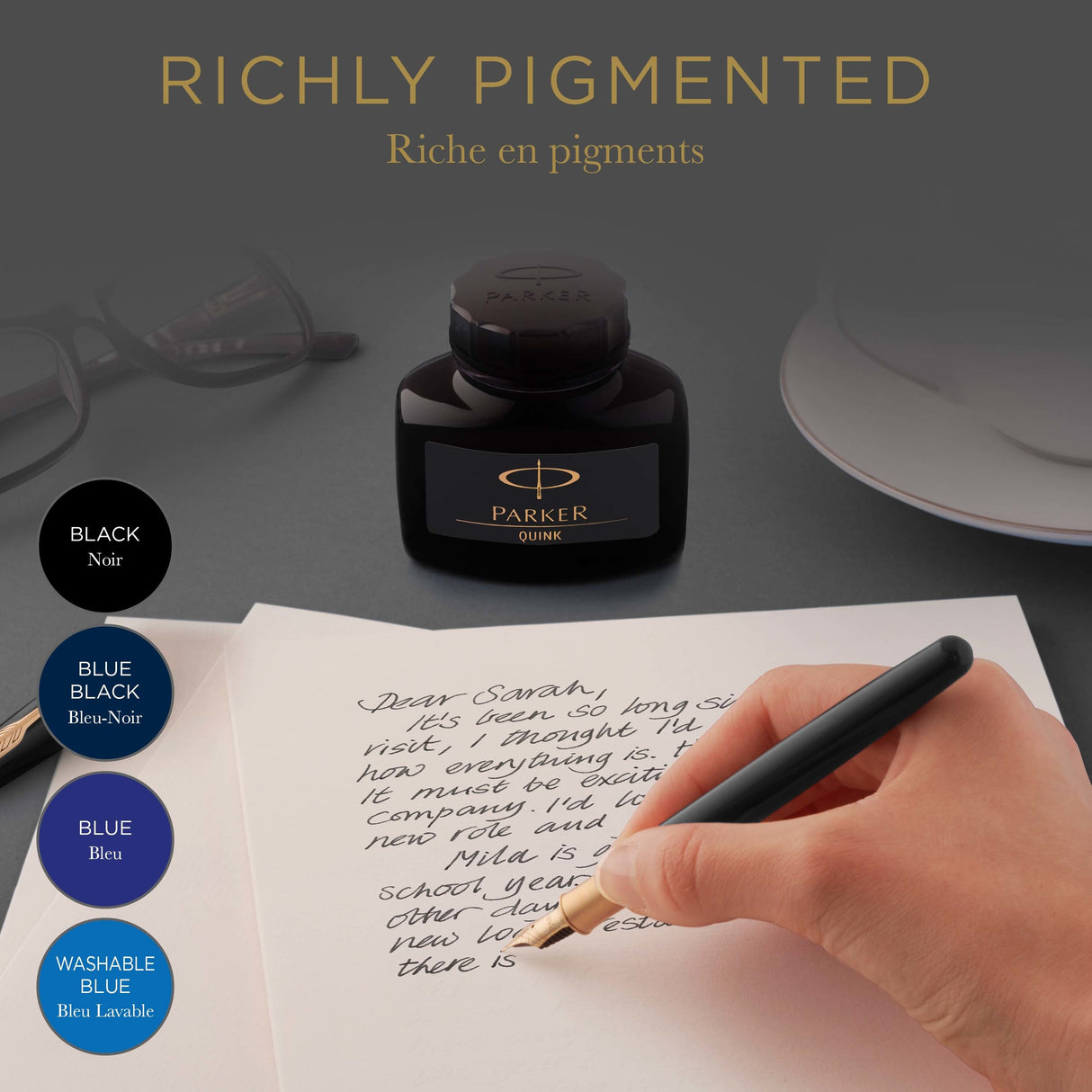 Parker blæk Quinkflow M 57ml sort – Fyldepenne & blæk (billede 3)