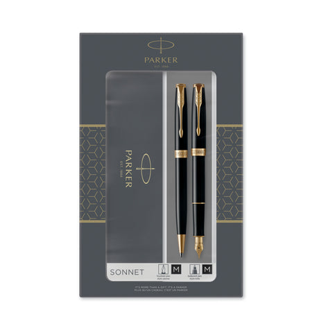 Parker Duosæt Sonnet GT kuglepen+fyldepen sort (billede 1)