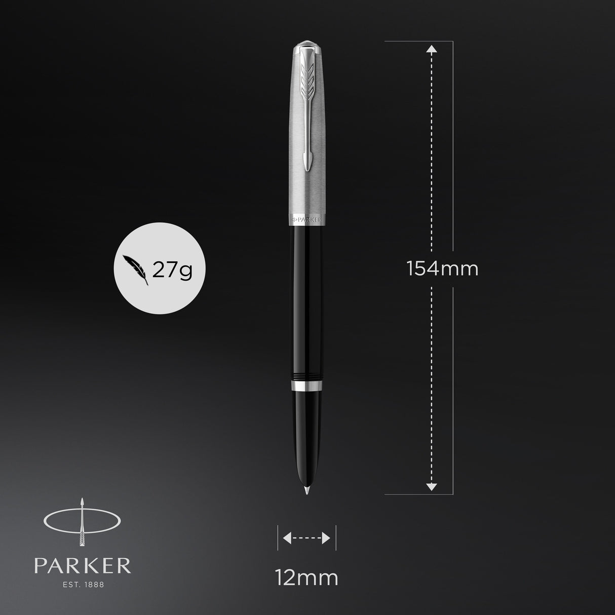 Parker 51 fyldepen i gaveæske sort/krom – Fyldepenne (billede 3)