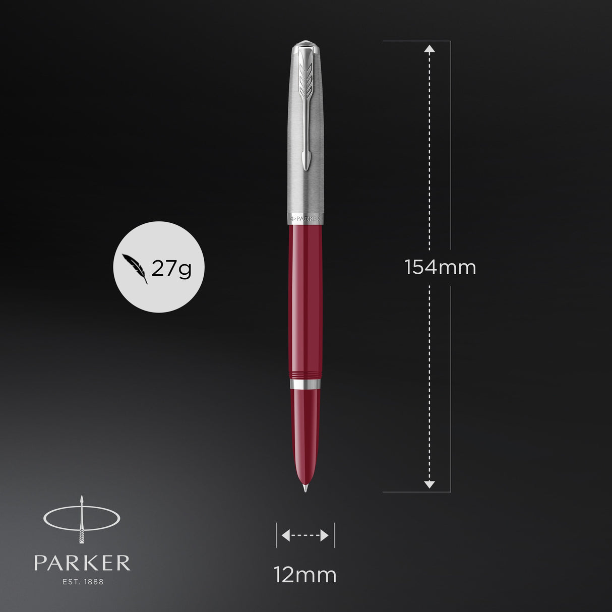 Parker 51 fyldepen i gaveæske bordeaux/krom – Fyldepenne (billede 3)