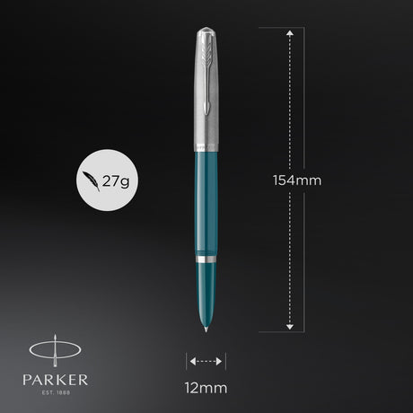 Parker 51 fyldepen i gaveæske turkisblå/krom – Fyldepenne (billede 3)
