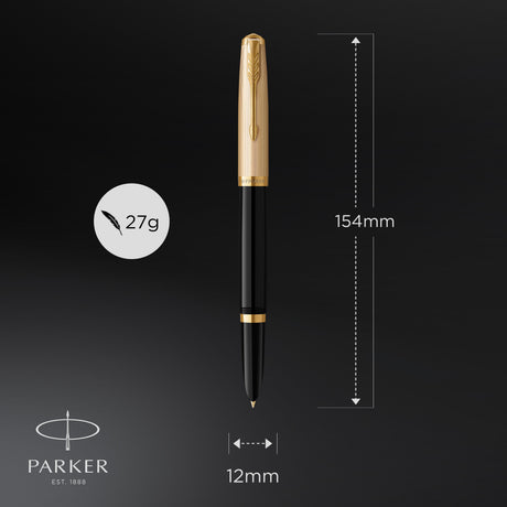 Parker 51 fyldepen deluxe i gaveæske sort/guld – Fyldepenne (billede 3)
