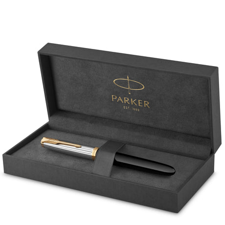Parker 51 Premium fyldepen i gaveæske sort/sølv – Fyldepenne (billede 1)