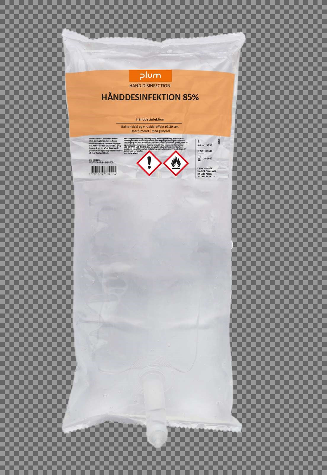 PLUM Hånddesinfektion 85% Flydende 1,0 l pose CP (billede 1)