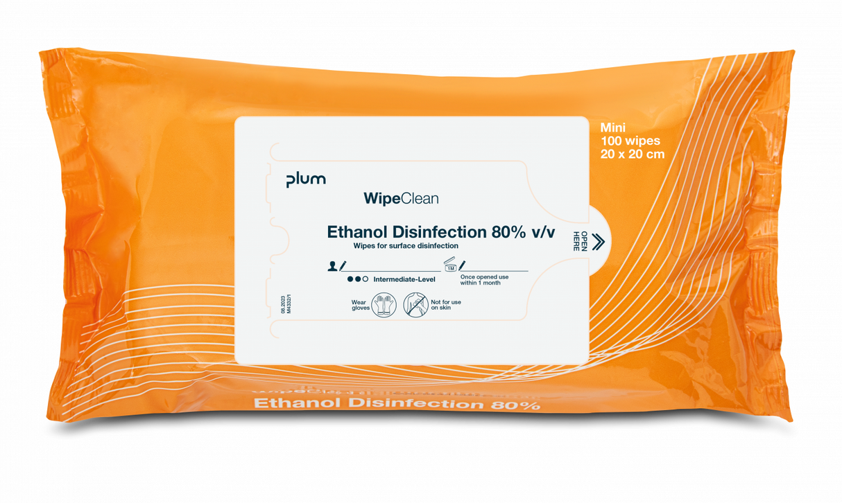PLUM Wipeclean Ethanol Disinfection - mini 100 stk. (billede 2)
