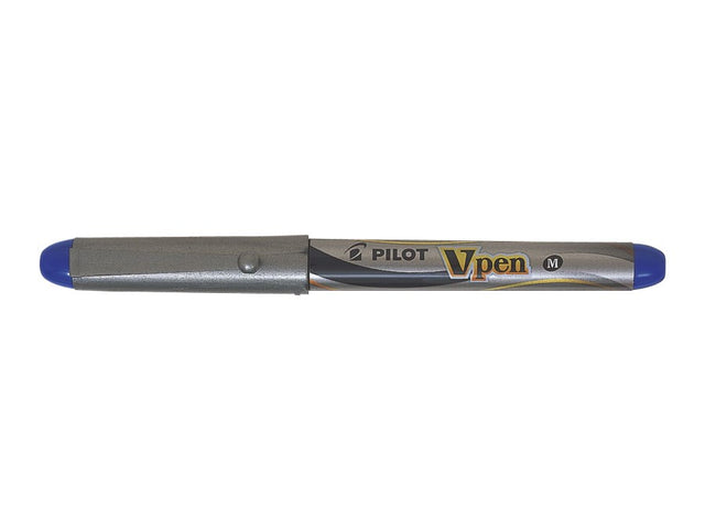 Pilot Fyldepen V-Pen Silver m/hætte blå – Fyldepenne