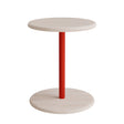 Taburet Donut 7301T, hvidpigmenteret ask, rødt understel