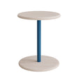 Taburet Donut 7301T, hvidpigmenteret ask, blåt understel