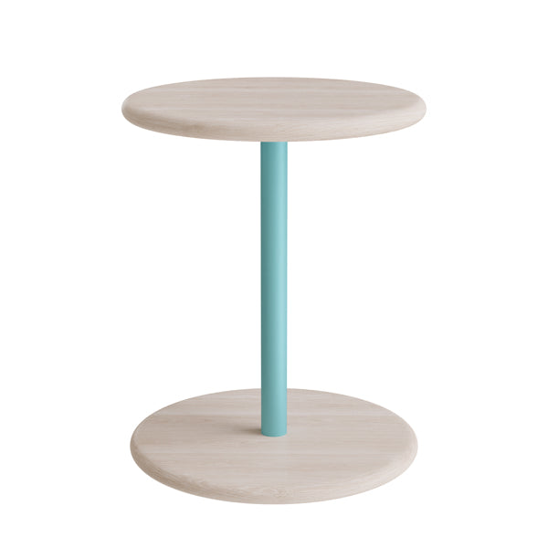 Taburet Donut 7301T, hvidpigmenteret ask, turkis understel