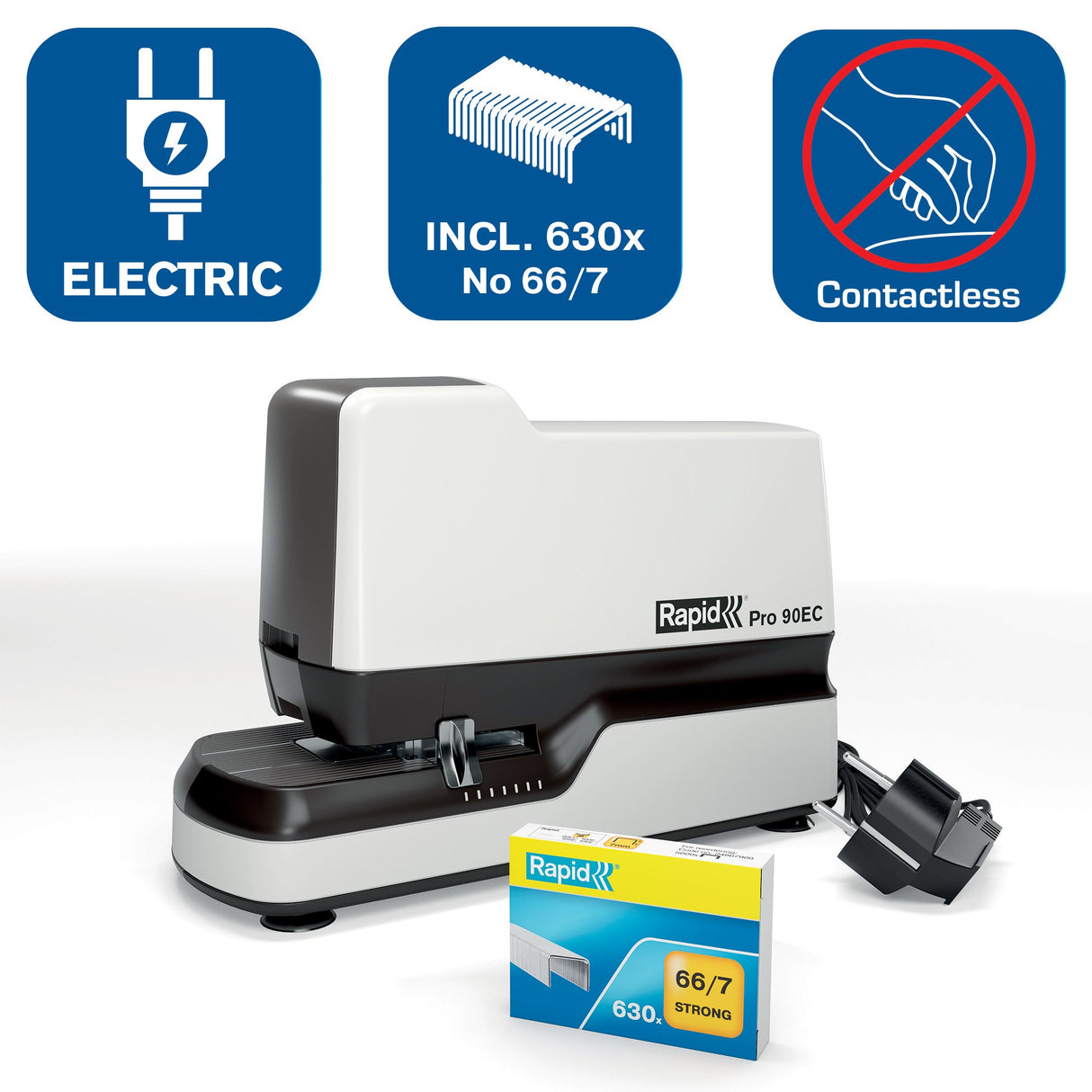 Hæftemaskine elektrisk Pro 90EC t/50ark hvid – image 4