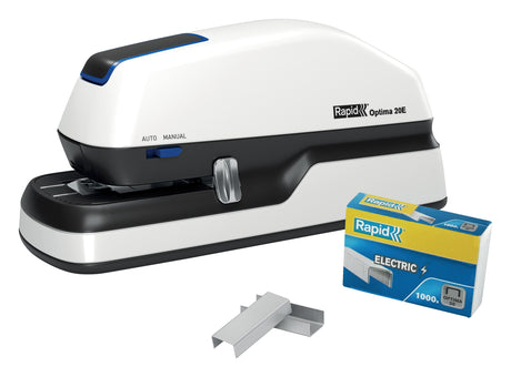 Hæftemaskine elektrisk Optima 20E t/20ark hvid – image 1