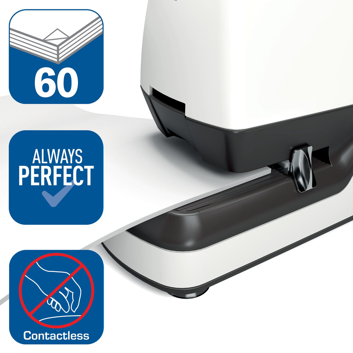 Hæftemaskine elektrisk Optima 60E t/60ark hvid – image 2