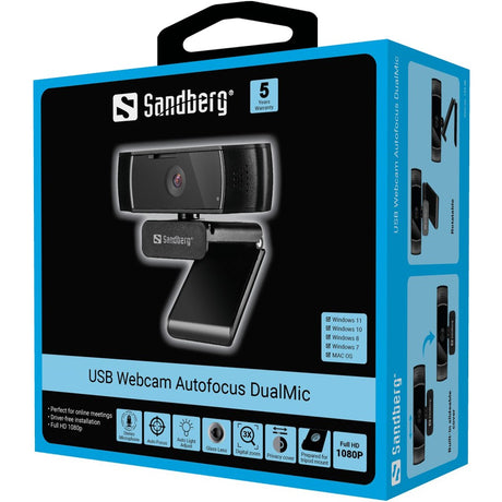 Sandberg USB Webcam Autofocus DualMic, Black – Webcams (billede 2)