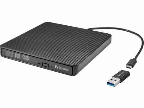 Sandberg USB-C/A DVD Drive – CD, DVD & Blu-ray tilbehør