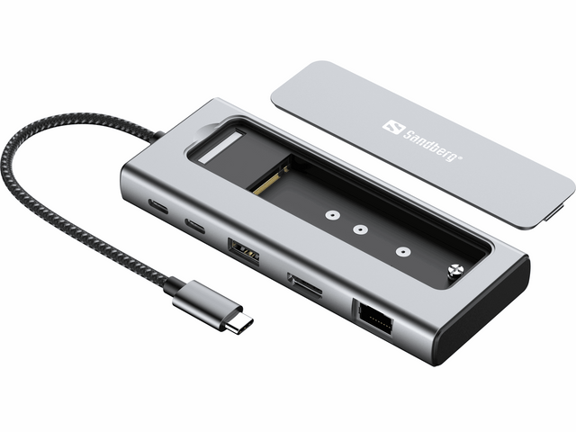 Sandberg USB-C 6in1 Travel Dock SSD Case – Hubs & adaptere (billede 1)