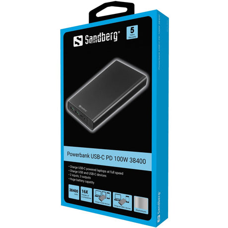 Sandberg Powerbank USB-C PD 100W 38400 – Powerbanks (billede 2)
