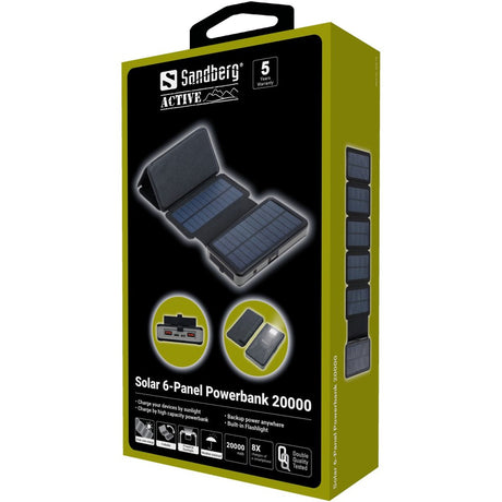Sandberg Solar 6-Panel Powerbank 20000 – Powerbanks med solceller (billede 2)